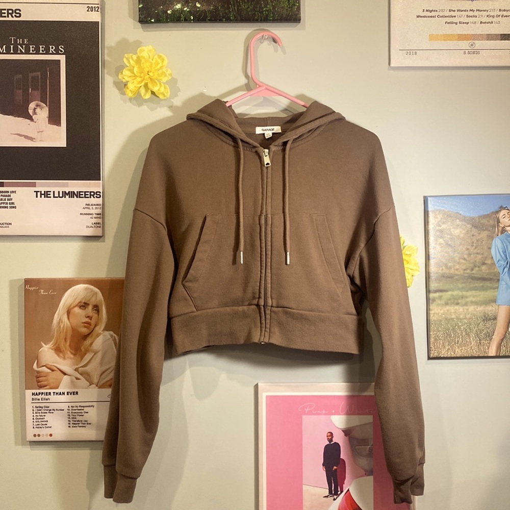 Garage cropped zip up hoodie